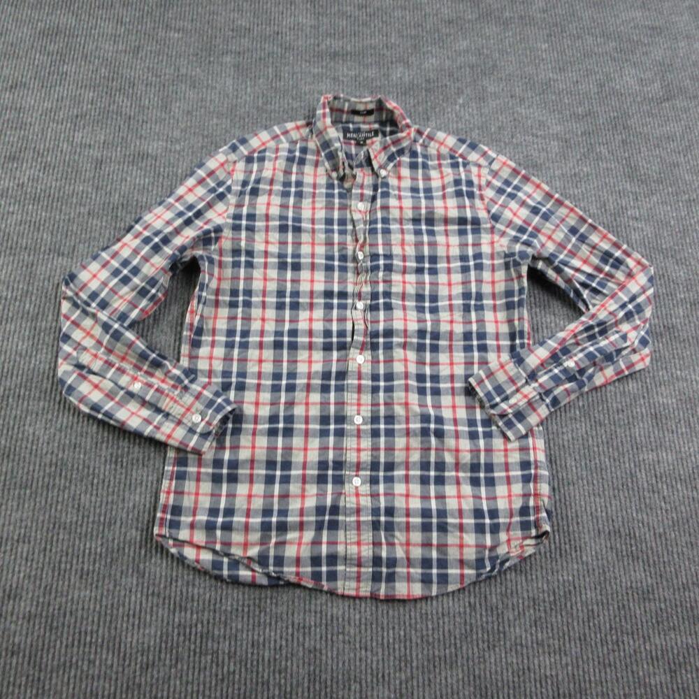 J.Crew Mercantile Flex Shirt Mens M Blue Plaid Long Sleeve Button Up Slim